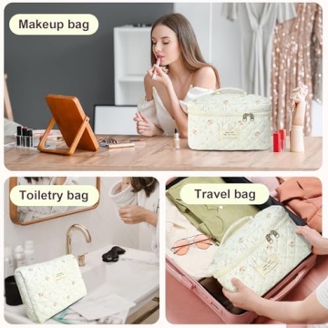 GISMTR Quilted Makeup Bag Set for Chic Organization