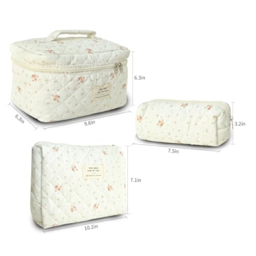 GISMTR Quilted Makeup Bag Set for Chic Organization