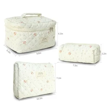 GISMTR Quilted Makeup Bag Set for Chic Organization
