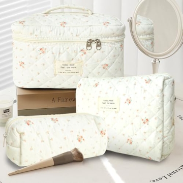 GISMTR Quilted Makeup Bag Set for Chic Organization