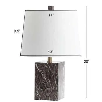 SAFAVIEH Lighting Collection Brett Brown Faux Marble 20-inch Bedroom Living Room Home Office Desk Nightstand Table Lamp (LED Bulb Included)