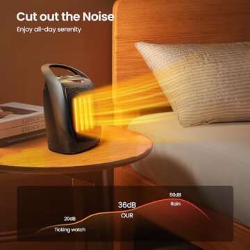 Kismile Small Electric Space Heater Ceramic Space Heater,Portable Heater Fan for Office with Adjustable Thermostat and Overheat Protection ETL Listed for Kitchen, 750W/1500W(Black)