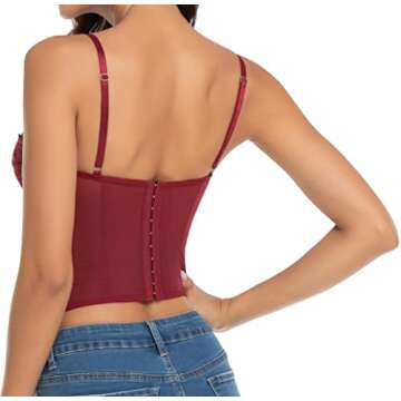 Raxnode Lace Bustier Corset Tops for Women - Sexy Going Out Party Club Top with Buckle