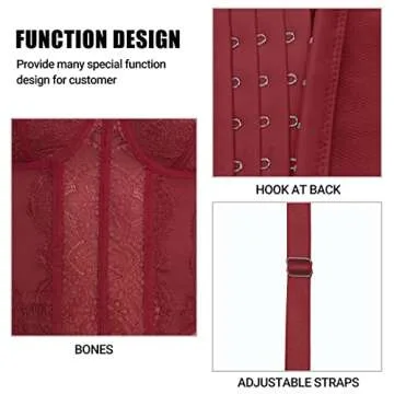 Raxnode Lace Bustier Corset Tops for Women - Sexy Going Out Party Club Top with Buckle