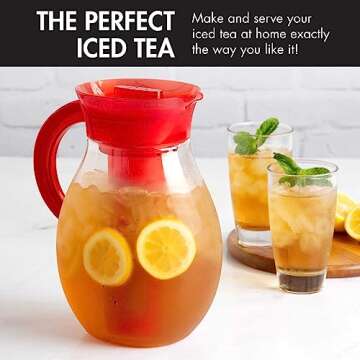 Primula The Big Iced Tea Maker Tritan Plastic Infusion Beverage Pitcher with Leak Proof, Airtight Li...