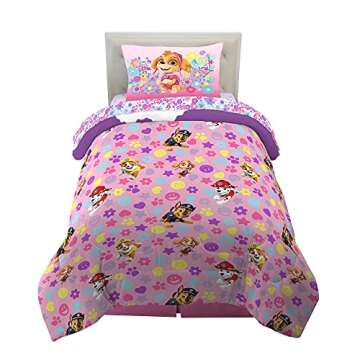 Paw Patrol Girls Kids Bedding Super Soft Comforter and Sheet Set, (4 Piece) Twin Size, (Official) Ni...