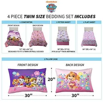 Paw Patrol Girls Kids Bedding Set - Soft and Reversible