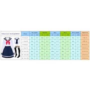 Elibelle Japanese School Girls Sailor JK Uniform Bule Pleated Skirt Anime Cosplay Costumes with Socks set(SSF31) 3XL