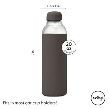 W&P Porter Glass Water Bottle - Eco-Friendly & Stylish Hydration