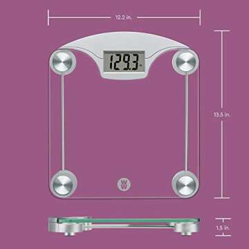 Weight Watchers Scales by Conair Bathroom Scale for Body Weight, Digital Scale, Glass Body Scale Measures Weight Up to 400 Lbs. in Clear Glass