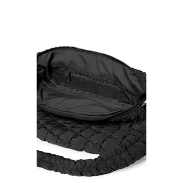 ODODOS Quilted Carryall Tote Bag for Women Crossbody Large Hobo Lightweight Padding Shoulder Bag, Black