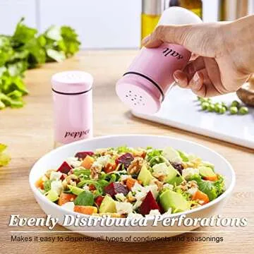 Pink Salt and Pepper Shakers - Pink Kitchen Accessories Decor- 5 oz Glass Salt and Pepper Set for Cooking Table, RV, BBQ, Easy to Clean & Refill