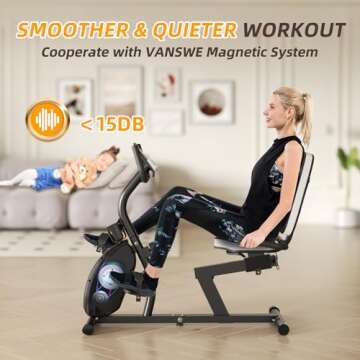 VANSWE Recumbent Exercise Bike for Adults Seniors - For Home Workout with 16 Levels Resistance, 380 lbs Weight Capacity, Bluetooth Connectivity and Pulse Sensor RB661 (Silver)
