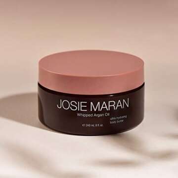 Josie Maran Whipped Argan Oil Body Butter - Immediate, Lightweight, and Long-Lasting Nourishment to Soften and Hydrate Skin (240ml/8.0oz, Sweet Citrus)