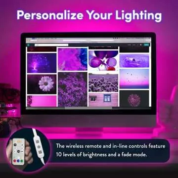 Power Practical LED Strip Lights Backlight, USB Light Strips w/Remote for 15 Ambient Color Bias Lighting Options & 10 Brightness Modes, for TV/Computer Decor/Indoor Use, Size (30"-40" TV)