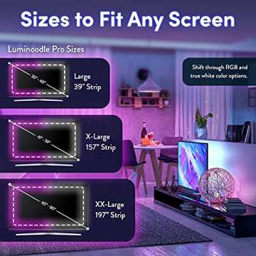 Power Practical LED Strip Lights Backlight, USB Light Strips w/Remote for 15 Ambient Color Bias Lighting Options & 10 Brightness Modes, for TV/Computer Decor/Indoor Use, Size (30"-40" TV)