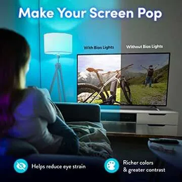 Power Practical LED Strip Lights Backlight, USB Light Strips w/Remote for 15 Ambient Color Bias Lighting Options & 10 Brightness Modes, for TV/Computer Decor/Indoor Use, Size (30"-40" TV)