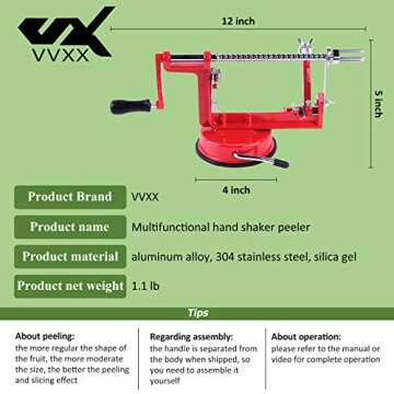VVXX 3-in-1 Apple and Potato Peeler for Fast Prep