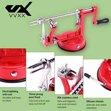 VVXX 3-in-1 Apple and Potato Peeler for Fast Prep