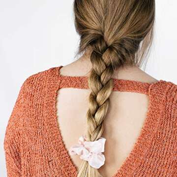 HARLOW Designer Velvet Scrunchies for hair, Big Scrunchies Velvet Packs for VSCO stuff, Hair Scrunchies - 6 Pack (Blush)