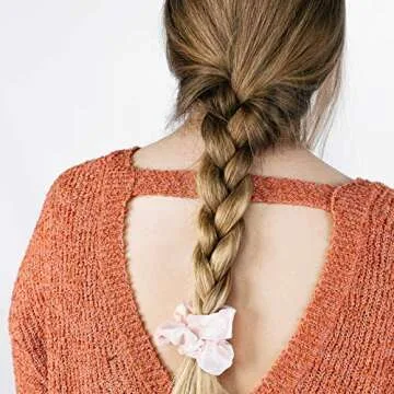 HARLOW Designer Velvet Scrunchies for hair, Big Scrunchies Velvet Packs for VSCO stuff, Hair Scrunchies - 6 Pack (Blush)