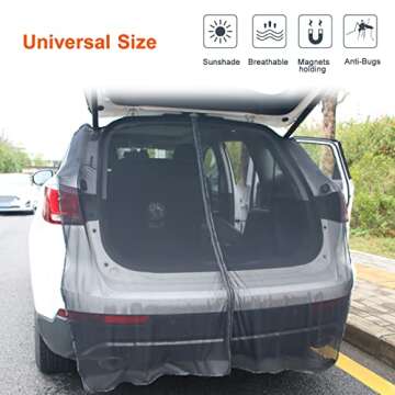 Car Tailgate Mesh Screen for SUV Camping Magnetic Car Tent for Tailgate Car Camping Accessories