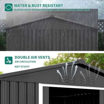 DWVO 6' x 4' Outdoor Storage Shed, Large Metal Tool Sheds, Heavy Duty Storage House with Lockable Doors & Air Vent for Backyard Patio Lawn to Store Bikes, Tools, Lawnmowers,Dark Gray