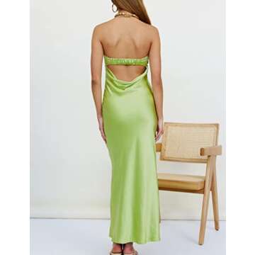 Realtix Satin Silk Backless Tube Tops Maxi Dress for Women Low Back Hollow Out Elegant Strapless Lon...