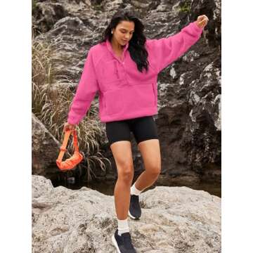 Nirovien Fuzzy Fleece Jacket with Pockets for Women