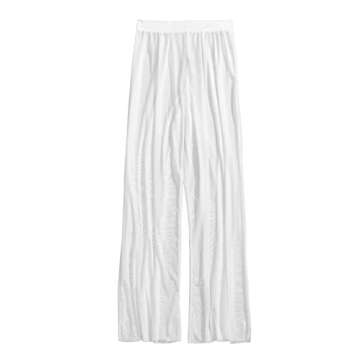 Floerns Women's See Through Beach Cover Up Pants Sheer Swimsuit Bikini Bottom White XS