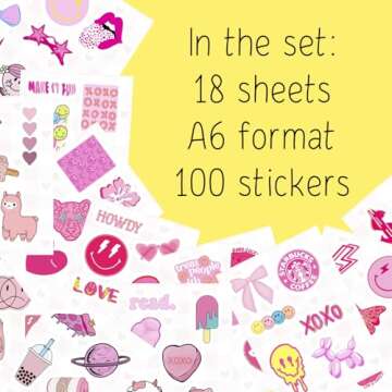 100Pcs Preppy Stickers for Water Bottle and Laptop - Preppy Party Favors & Decorations, Waterproof V...
