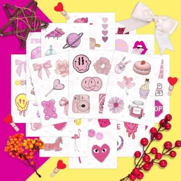 100Pcs Preppy Stickers for Water Bottle and Laptop - Preppy Party Favors & Decorations, Waterproof Vinyl Decals, Fashion and Fun Stickers