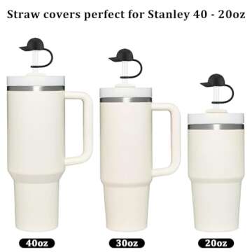 Straw Cover Cap for Stanley Cup 20-40oz Tumblers Accessories,Cute Silicone Straw Topper Reusable 4-6 Pcs,Compatible with Simple Modern,Yeti,Hydroflask and other 8-10mm Straws (4pc baseball cap)