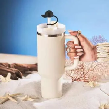 Straw Cover Cap for Stanley Cup 20-40oz Tumblers Accessories,Cute Silicone Straw Topper Reusable 4-6 Pcs,Compatible with Simple Modern,Yeti,Hydroflask and other 8-10mm Straws (4pc baseball cap)