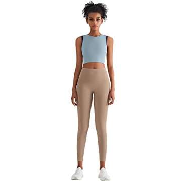 High Neck Sports Bra for Women Longline Full Coverage Sports Bras for Yoga Gym Medium Impact Padded Workout Crop Tops