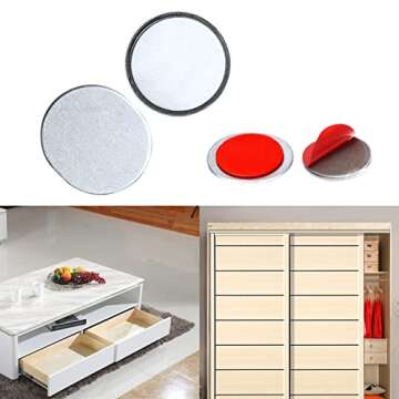 Mousike Magnetic Door Catch Ultra Thin Cabinet Magnets Stainless Steel Drawer Magnet Catch for Sliding Door Closure Kitchen Cabinet Cupboard Closet Closer (8Pack)