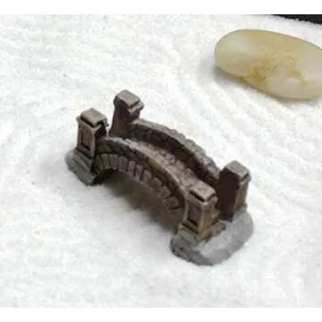 Nature's Mark Mini Zen Garden Kit for Desk with Rake, White Sand, Buddha Figures, Bridge Figure and River Rocks, Black Rectangle Base