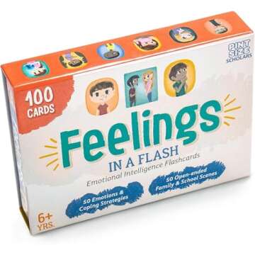 Feelings in a Flash - Emotional Intelligence Flashcard Game - Toddlers & Special Needs Children - Teaching Empathy Activities, Coping & Social Skills - 50 Scenario Cards, 50 Reaction Faces