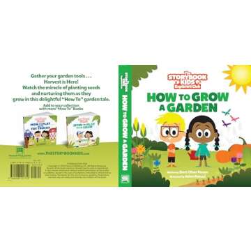 Matching Board Book - Red Kids Gardening Tools Set Includes Sturdy Tote Bag, Watering Can, Shovel, Rake, and Trowel - Garden Storybook - Kids Garden Tools- Easter Gifts for Toddler Age on up.