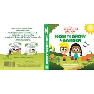 Matching Board Book - Red Kids Gardening Tools Set Includes Sturdy Tote Bag, Watering Can, Shovel, Rake, and Trowel - Garden Storybook - Kids Garden Tools- Easter Gifts for Toddler Age on up.