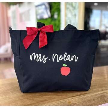 Personalized Large Teacher Tote Bag | Custom Tote Gift