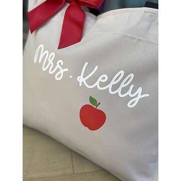 Personalized Large Teacher Tote Bag | Custom Tote Gift