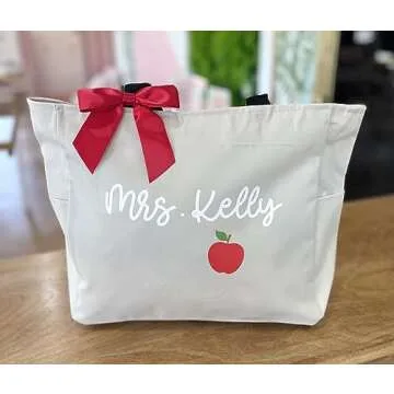 Personalized Large Teacher Tote Bag | Custom Tote Gift