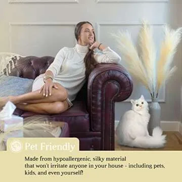 Large Pampas Grass Decor Tall- 48" 3 Set Beige Tall Pampas Grass for Floor vase- Faux Pampas Grass Tall- Artificial Pampas Grass Large Fluffy - Fake Pampas Grass Vase- Faux pompous Grass-pompas Grass