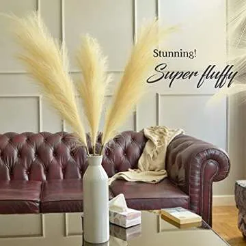 Large Pampas Grass Decor Tall- 48" 3 Set Beige Tall Pampas Grass for Floor vase- Faux Pampas Grass Tall- Artificial Pampas Grass Large Fluffy - Fake Pampas Grass Vase- Faux pompous Grass-pompas Grass