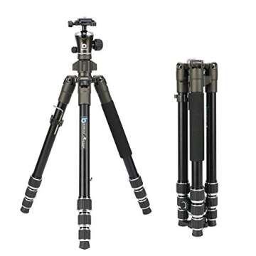 BONFOTO 671A Travel Aluminum Camera Tripod, Lightweight with 1/4" Quick Release Plates Ball Head for Canon/Nikon/Sony/Samsung/Panasonic Olympus DSLR