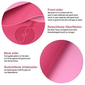 bobo banana Yoga Mat, TPE Non-Slip Fitness Mat Pink Dual Color Exercise Mat for Yoga Gymnastics & Floor Exercises