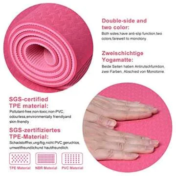 bobo banana Yoga Mat, TPE Non-Slip Fitness Mat Pink Dual Color Exercise Mat for Yoga Gymnastics & Floor Exercises