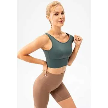 Ukaste Women's Longline Padded Sports Bras Medium Support Wokout Yoga Crop Bra Tops (Hunter Green, 8)