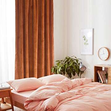 Roslynwood Home Velvet Orange Curtain 96 inch - Heavy Duty Curtains Energy Efficient Room Darkening ...